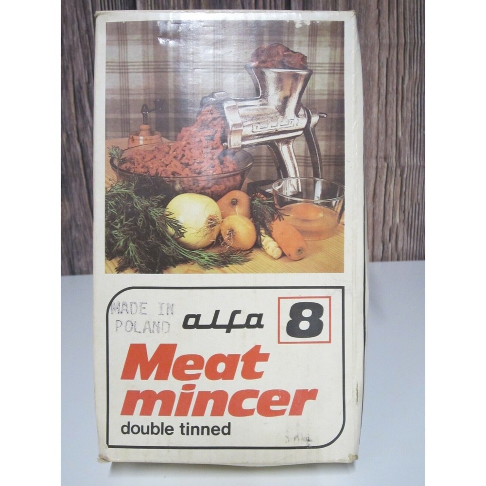 Meat Mincer Grinder Double Tinned Alfa 8 Sausage Stuffer Deluxe Set Manual Vtg